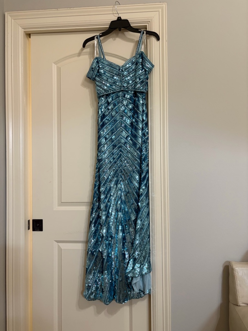 Sherri Hill Aqua Two-Piece Fully Sequin Formal Gown